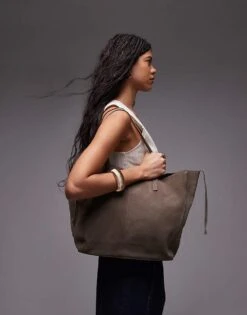 Mango Suede Shoulder Tote Bag In Light Brown For Women