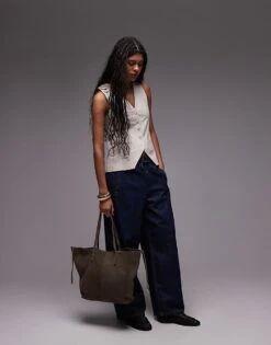 Mango Suede Shoulder Tote Bag In Light Brown For Women -Mango Sales 208222681 3