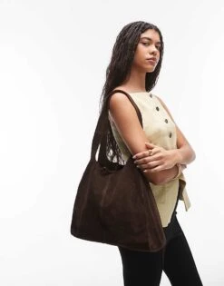 Mango Gold Detail Tie Suede Tote Bag In Brown For Women -Mango Sales 208251264 1 brown 1