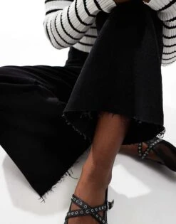 Mango Wide Leg Jeans In Black For Women -Mango Sales 208294195 3