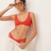Mango Textured Bikini Top In Red For Women
