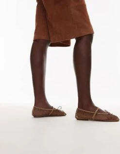 Mango Mesh Ballet Pump In Pastel Pink For Women -Mango Sales 208339704 1 pastelpink 1