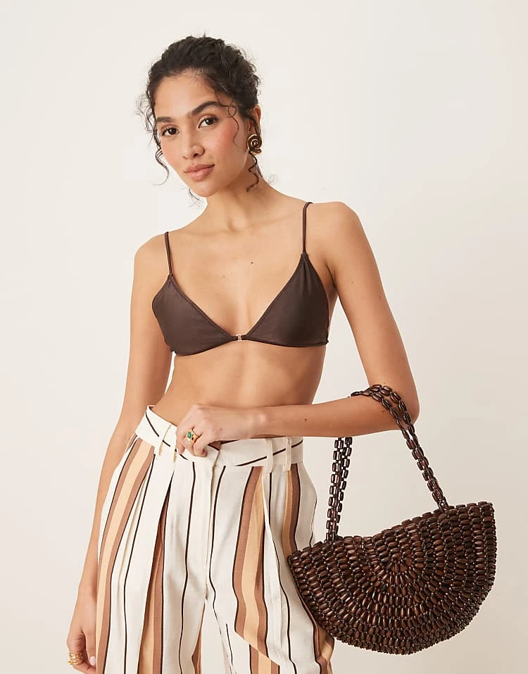 Mango Triangle Tie Back Bikini Top In Bronze For Women 5 Mango Triangle Tie Back Bikini Top In Bronze For Women - Image 5