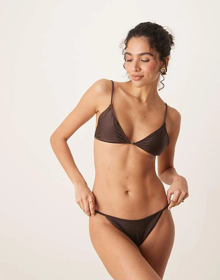 Mango Triangle Tie Back Bikini Top In Bronze For Women 2 Mango Triangle Tie Back Bikini Top In Bronze For Women - Image 2