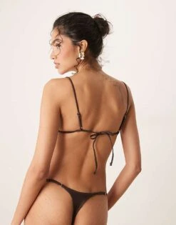 Mango Triangle Tie Back Bikini Top In Bronze For Women 7 Mango Triangle Tie Back Bikini Top In Bronze For Women -Mango Sales 208339831 3