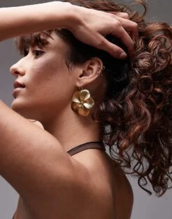 Mango Flower Earings In Gold For Women -Mango Sales 208339851 3