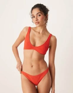 Mango Textured Bikini Bottom In Red For Women -Mango Sales 208339942 1 red 1