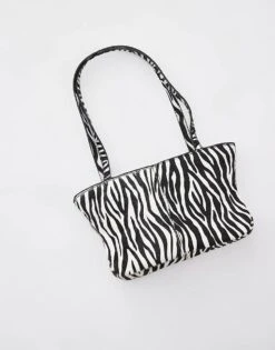 Mango Zebra Print Leather Shoulder Bag In White For Women -Mango Sales 208340133 3