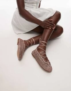 Mango Crochet Ballet Pump In Pink For Women -Mango Sales 208345157 4