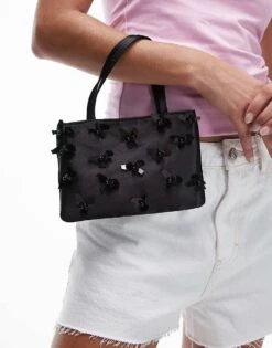 Mango Embelished Floral Detail Bag In Black For Women