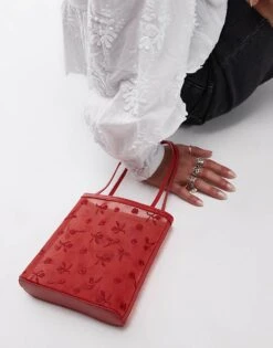 Mango Floral Detail Mesh Bag In Red For Women -Mango Sales 208345298 3