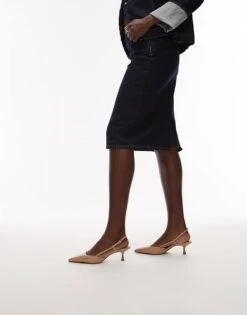 Mango Sling Back Kitten Heel In Neutral For Women