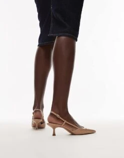 Mango Sling Back Kitten Heel In Neutral For Women -Mango Sales 208345431 3