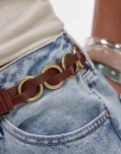 Mango Gold Hoop Detail Belt In Brown For Women -Mango Sales 208351599 3