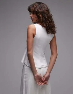 Mango Sleeveless Structured Peplum Hem Top In White For Women -Mango Sales 208351600 3