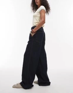 Mango Concealed Button Longline Straight Leg Jean In Indigo For Women Indigo Blue -Mango Sales 208389506 3