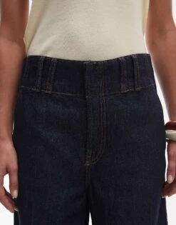 Mango Concealed Button Longline Straight Leg Jean In Indigo For Women Indigo Blue -Mango Sales 208389506 5