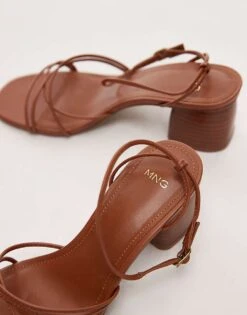 Mango Strappy Block Heel In Brown For Women -Mango Sales 208389806 3
