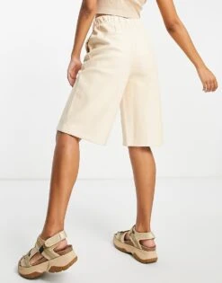 Mango Faux Leather Longline City Short In Buttermilk For Women Beige -Mango Sales 23157165 2